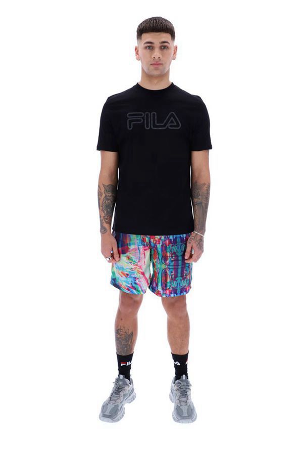 Fila Duty Glow Print Men's T-Shirts - Black,NZ 194-50139